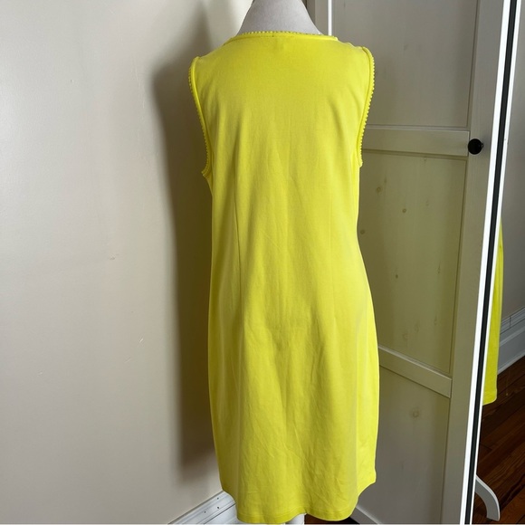 Talbots Bold Yellow Sleeveless Dress with Embroidered and Eyelet Detail - Size L - Picture 6 of 8